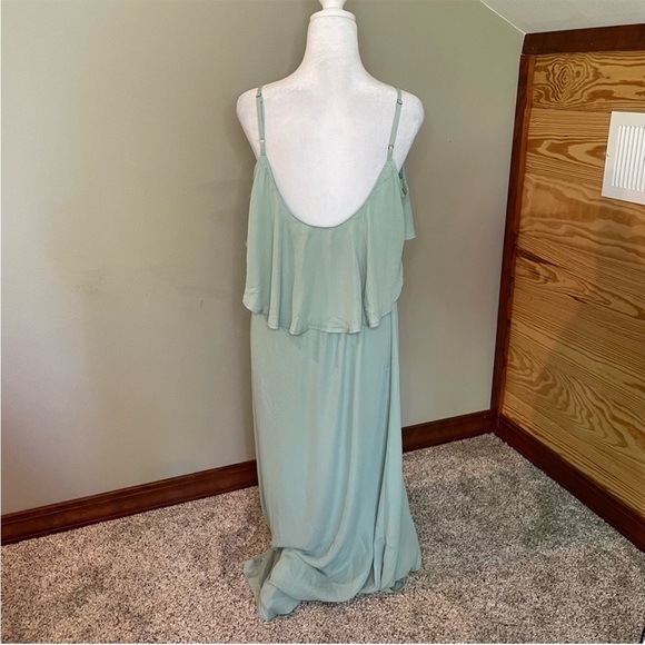 Show Me Your Mumu Caitlin Ruffle Maxi Dress in Dusty Mint Crisp Medium - Picture 5 of 13